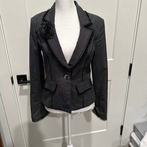 WHBM Fitted Blazer with fringe accents and removal rosette pin